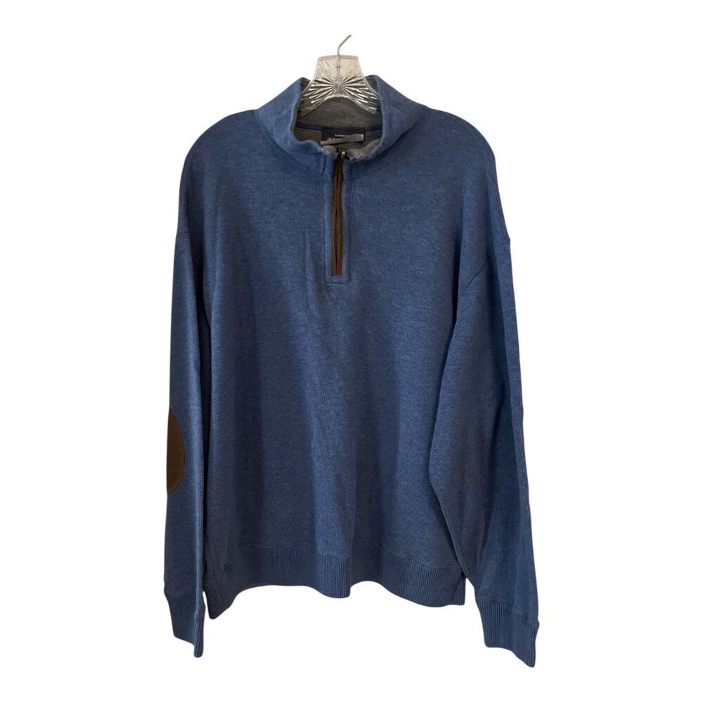 Cremeux Men’s XXL Blue 1/4 Zip Pullover Sweatshirt – Faux Sued Patches